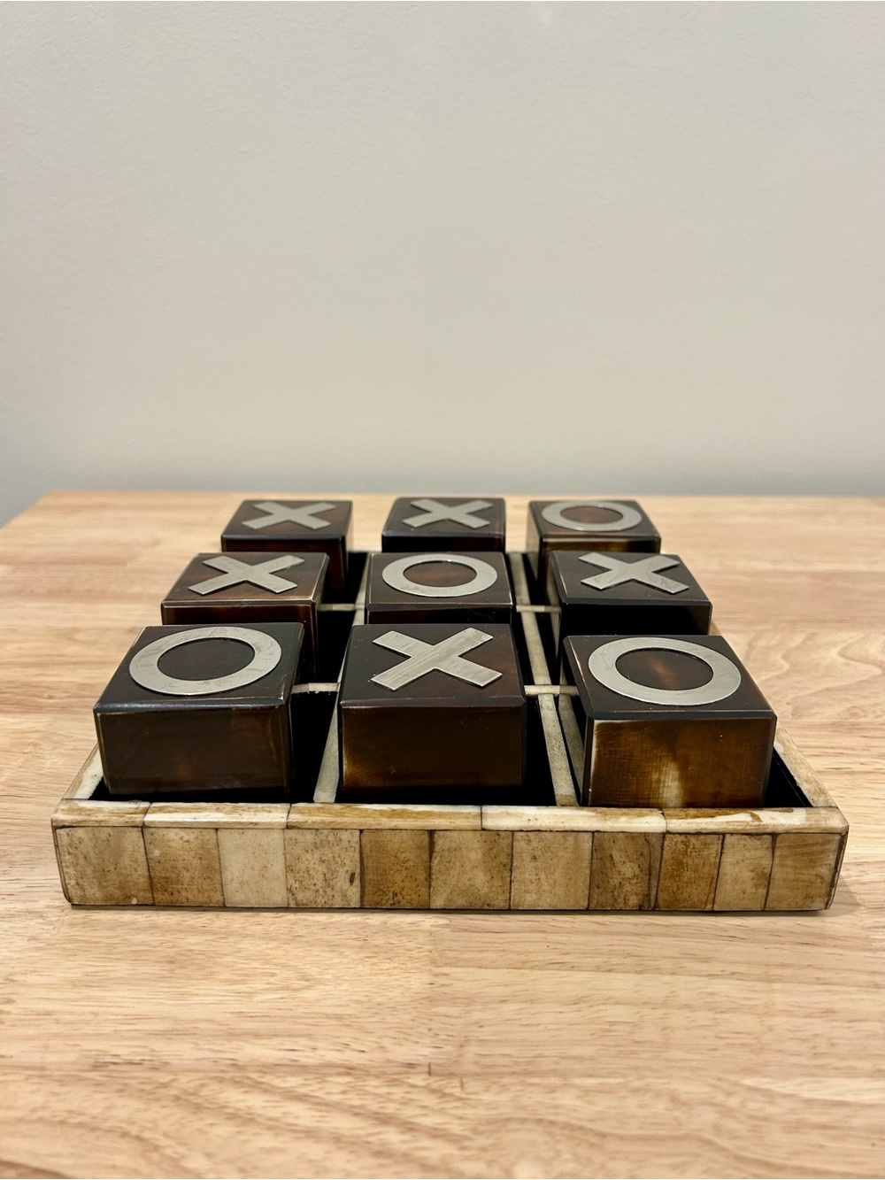 Pier 1 Imports Tic Tac Toe Game Set Brown X O Decorative Tabletop